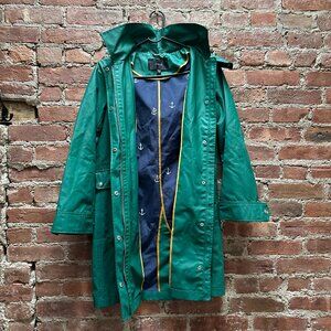 J.Crew Women's Raincoat in emerald green, size XXS